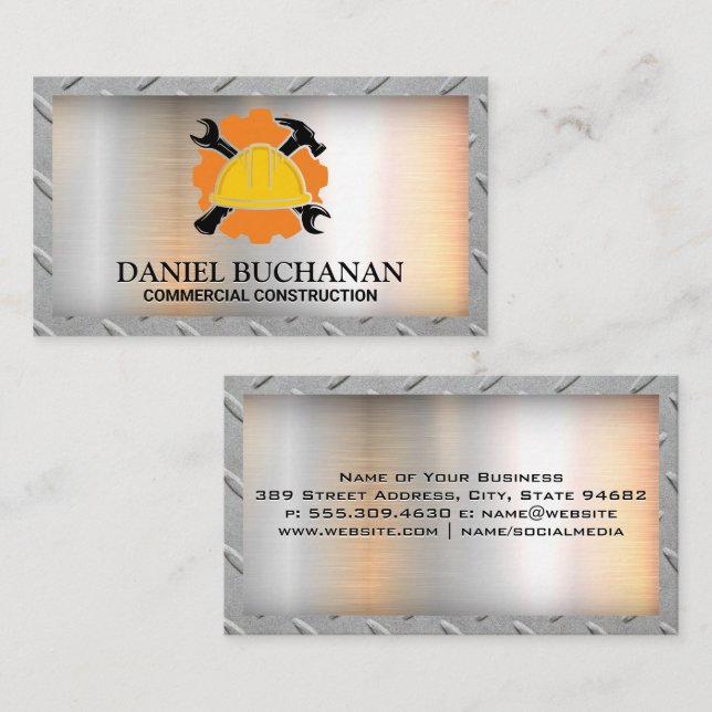 Carte De Visite Clé de casque de construction Marteau (Devant / Derrière)