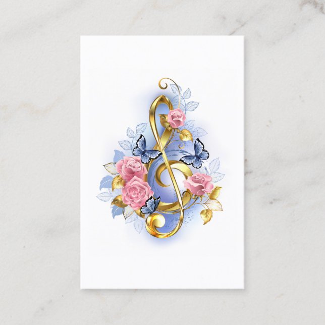 Carte De Visite Clé de fer avec roses roses roses (Devant)