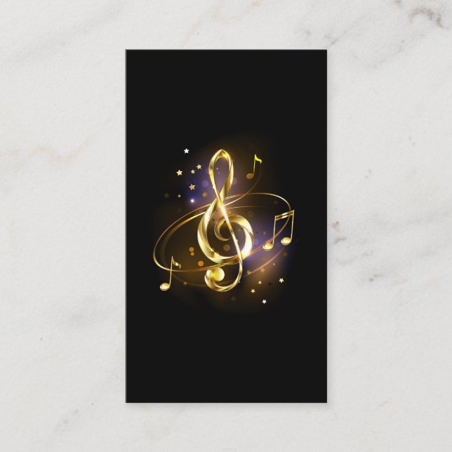 Carte De Visite Clé de Sol Musicale en Or (Devant)