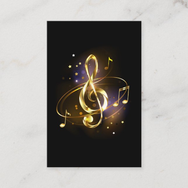 Carte De Visite Clé de Sol Musicale en Or (Devant)
