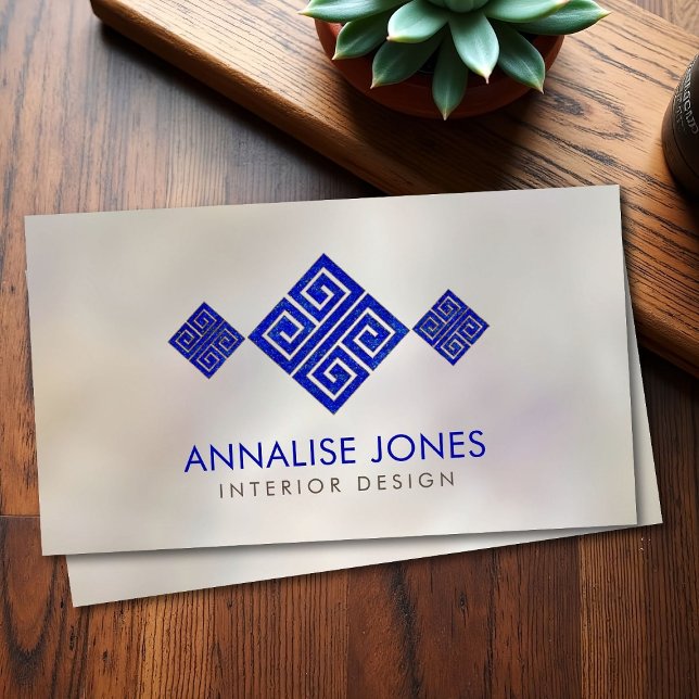 Carte De Visite Clé grecque - Grec méandre - Lapis Lazuli sur Pear (Créateur téléchargé)