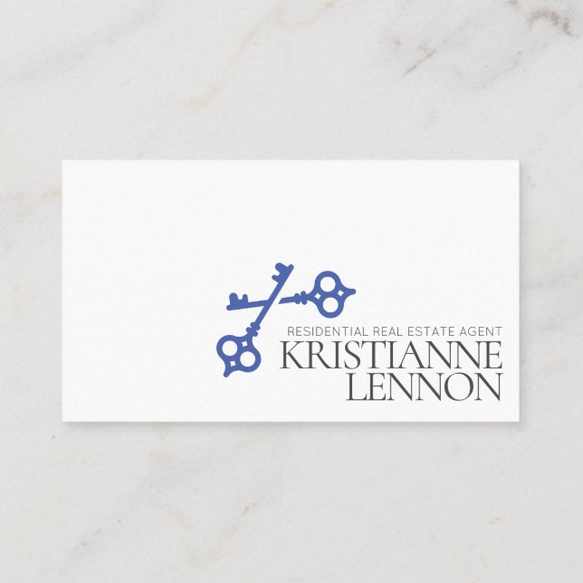 Carte De Visite Clé Logo Moderne Immobilier ou Agent de location B (Dos)