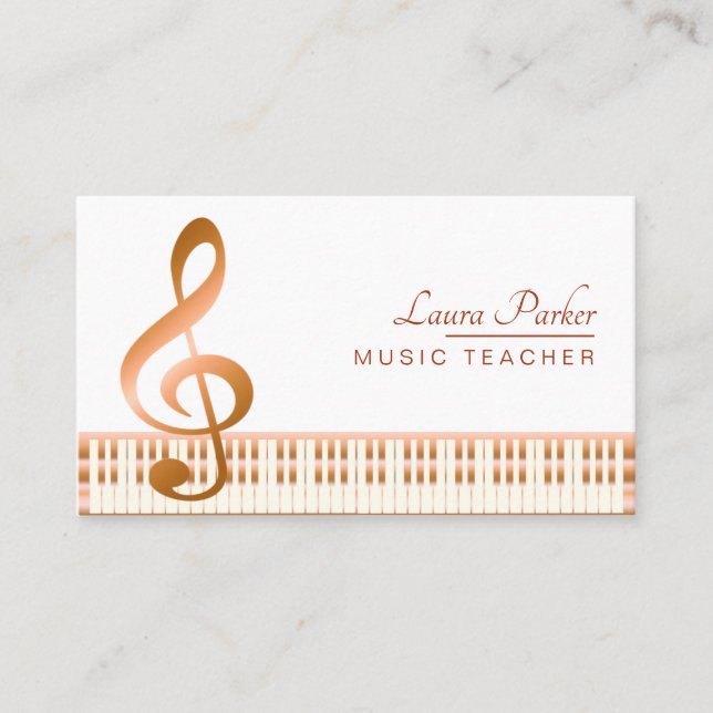 Carte De Visite Clé musicale élégante de clavier de piano de (Devant)