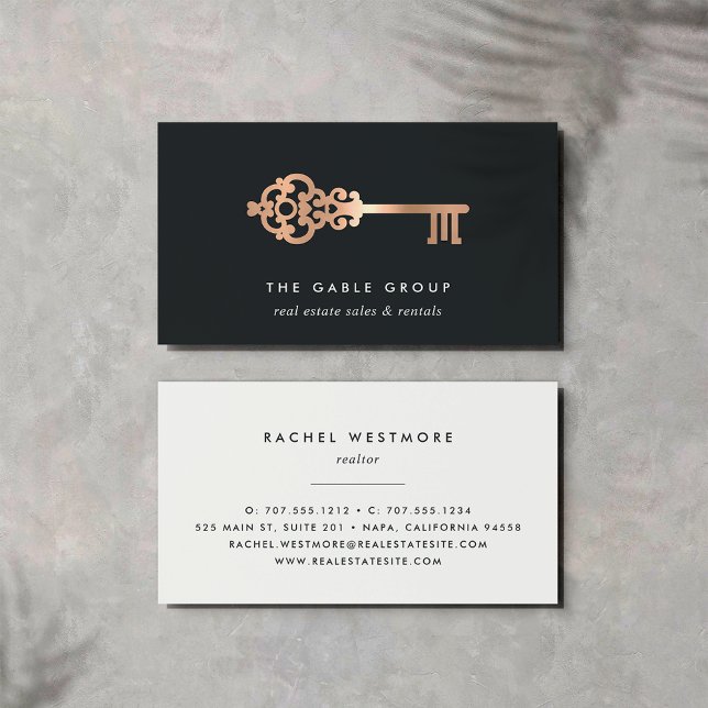 Carte De Visite Clé vintage | Cuivre | Immobilier (Créateur téléchargé)