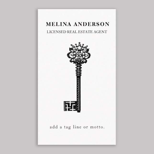 Carte De Visite Clé Vintage immobilière minimale (Créateur téléchargé)