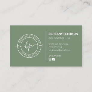 Carte De Visite Clean Grey Green tendance Moderne Professionnel mo