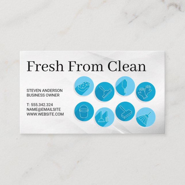 Carte De Visite Cleaning Icons | Maid Janitorial Services (Devant)