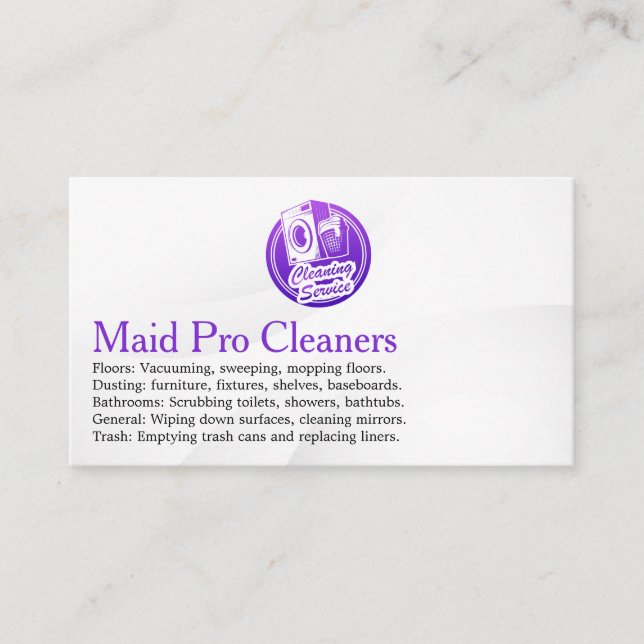 Carte De Visite Cleaning Services Logo | Washing Machine (Devant)