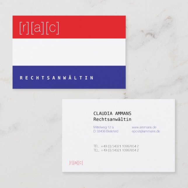Carte De Visite Clear, colorful, clear business card (3c) (Devant / Derrière)