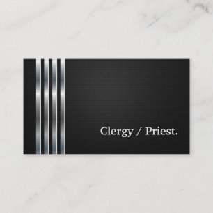 Carte De Visite Clergé / Prêtre professionnel Noir Argent