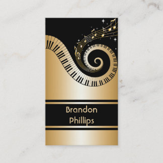 Carte De Visite Clés de piano et notes élégantes de musique