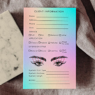 Carte De Visite Client d'extension Eyelash esthétique holographiqu