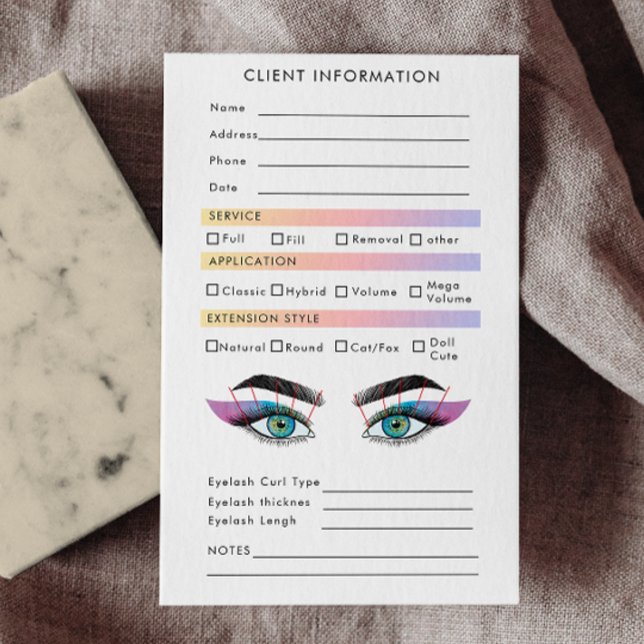 Carte De Visite Client d'extensions Eyelash Holographique Esthétiq (Holographic Aesthetician Eyelash Extensions Client Business Card)