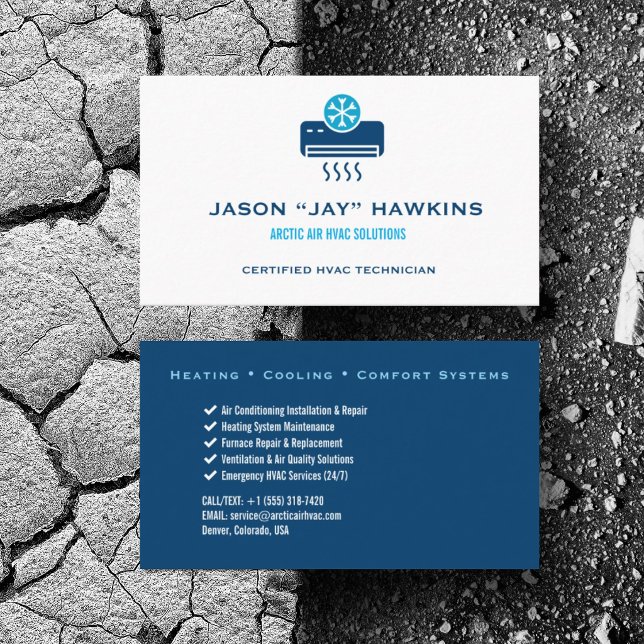 Carte De Visite Climatisation CVC Chauffage Refroidissement (Personalize with your business card details)