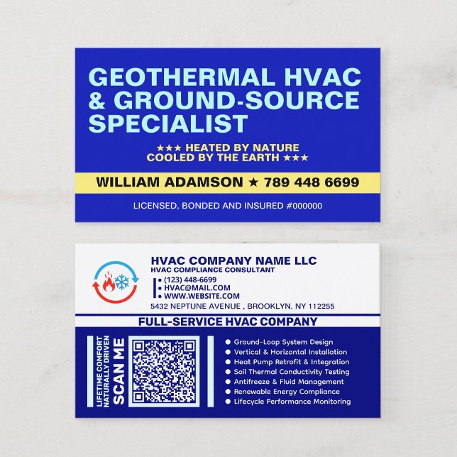 Carte De Visite Climatisation géothermique et services de pompes à (open loop Residential geothermal heat pump ac)