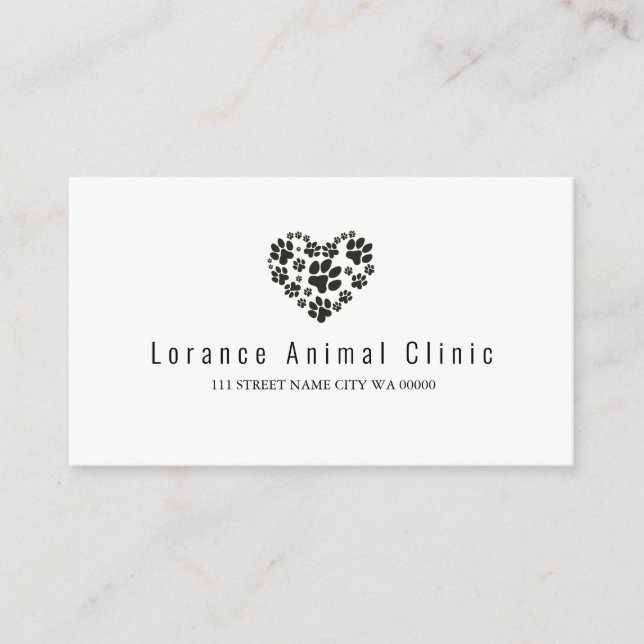 Carte De Visite Clinique Animale Animale Animale Abri vétérinaire (Devant)