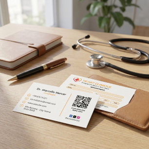 Carte De Visite Clinique de cardiologie Entreprise Rendez-vous p
