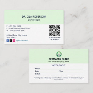 Carte De Visite Clinique de dermatologie   Rendez-vous propre