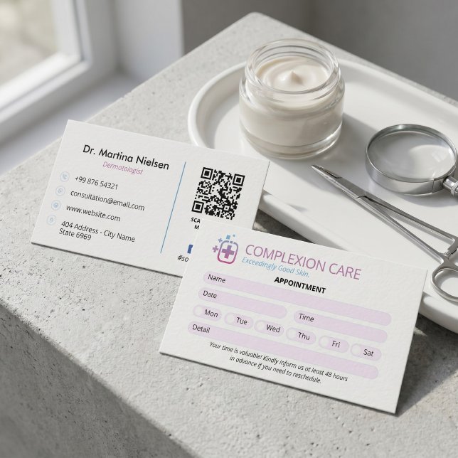 Carte De Visite Clinique de dermatologie | Rendez-vous propre (Créateur téléchargé)
