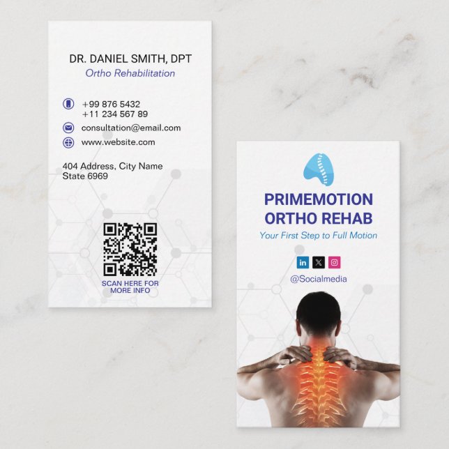 Carte De Visite Clinique de désintoxication orthopédique | Blanc m (Devant / Derrière)