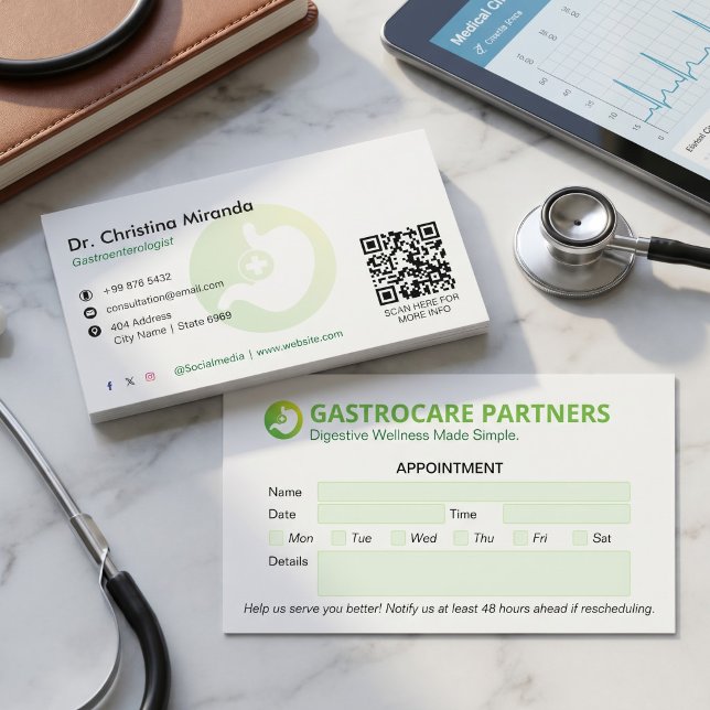 Carte De Visite Clinique de gastroentérologie Entreprise | Rendez- (Créateur téléchargé)