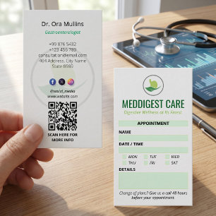 Carte De Visite Clinique de gastroentérologie Entreprise Rendez-