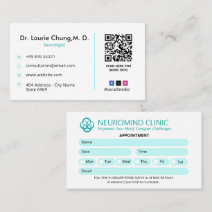 Carte De Visite Clinique de neurologie Affaires   Rendez-vous prop