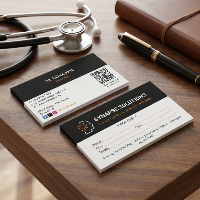 Carte De Visite Clinique de neurologie | Rendez-vous propre (Créateur téléchargé)