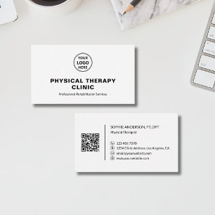 Carte De Visite Clinique de Physiothérapie Logo Personnalisé QR Bl