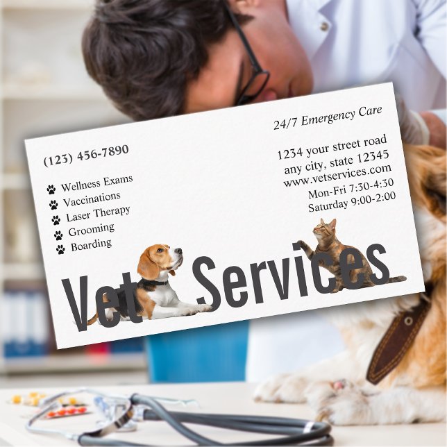 Carte De Visite Clinique de soins aux animaux (Créateur téléchargé)
