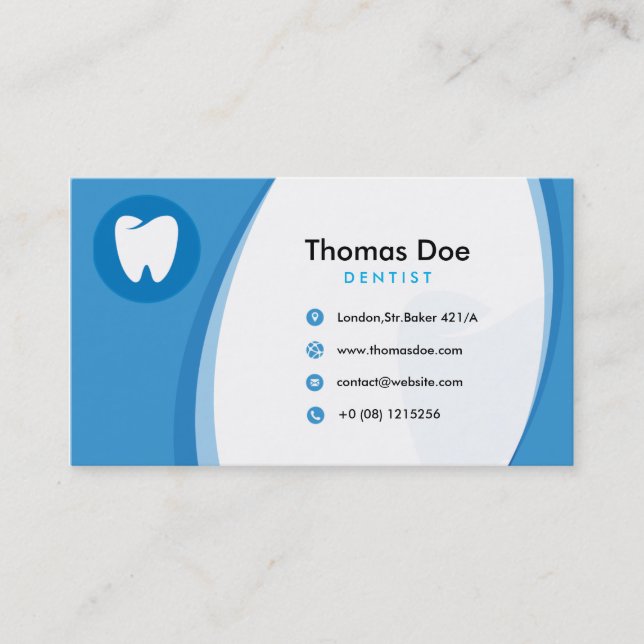 Carte De Visite Clinique dentaire de dentiste bleu avec le logo de (Devant)