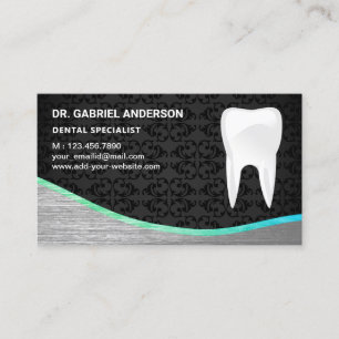Carte De Visite Clinique dentaire en acier damas noir Dentiste