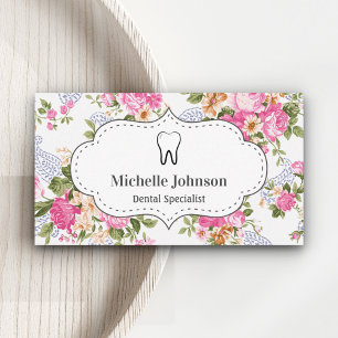 Carte De Visite Clinique dentaire florale Vintage Dentiste dentair