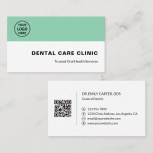 Carte De Visite Clinique dentaire Logo de dentiste Code QR Vert do
