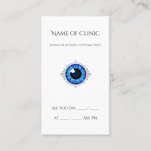 Carte De Visite Clinique d'optométrie Blue Eye (Devant)
