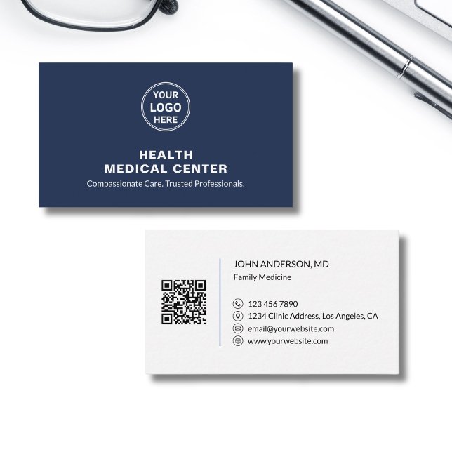Carte De Visite Clinique médicale Médicale Docteur Blue Profession (Medical Healthcare Clinic Doctor Blue Professional Business Card)