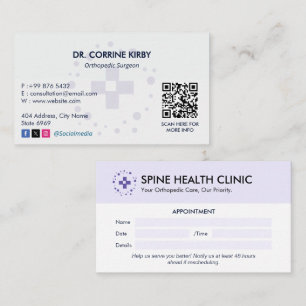 Carte De Visite Clinique orthopédique   Rendez-vous propre