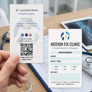 Carte De Visite Clinique orthopédique   Rendez-vous propre