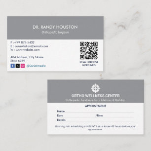 Carte De Visite Clinique orthopédique   Rendez-vous propre