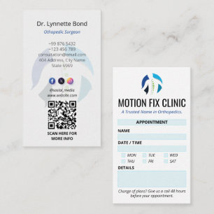 Carte De Visite Clinique orthopédique   Rendez-vous propre