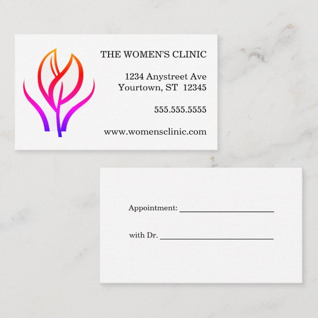 Carte De Visite Clinique pour femmes Spa de santé Yoga (Devant / Derrière)