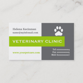 Carte De Visite Clinique vétérinaire et vétérinaire, citron vert d