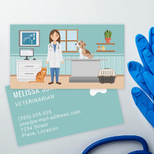Carte De Visite Clinique vétérinaire femme vétérinaire docteur ani