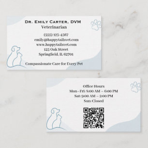 Carte De Visite Clinique vétérinaire moderne avec QR personnalisab