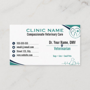 Carte De Visite Clinique vétérinaire moderne personnalisée