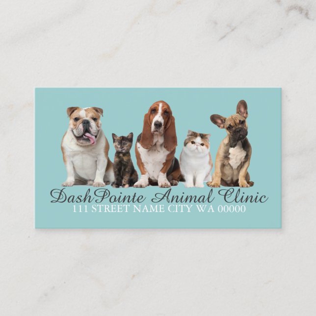 Carte De Visite Clinique vétérinaire pour animaux de compagnie Ref (Devant)