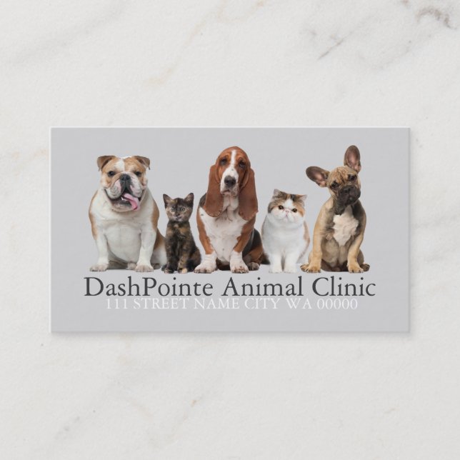 Carte De Visite Clinique vétérinaire pour animaux de compagnie Ref (Devant)