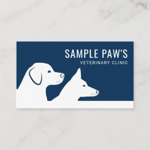 Carte De Visite Clinique vétérinaire silhouettes de chien bleu et 