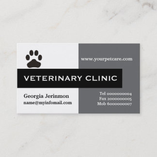 Carte De Visite Clinique vétérinaire/vétérinaire, noir de patte gr