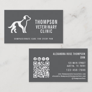 Carte De Visite Clinique vétérinaire Véto Animal Qr Code Icône soc